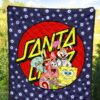 Christmas Premium Quilt | Santa Cruz Spongebob Characters Eye Patterns Quilt Blanket 5