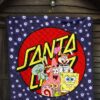 Christmas Premium Quilt | Santa Cruz Spongebob Characters Eye Patterns Quilt Blanket 7