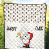 Christmas Premium Quilt | Snoopy Claus Cookies Candy Cane Patterns Quilt Blanket 5