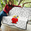 Christmas Premium Quilt | Snoopy Sitting On His House Wishing Stars Quilt Blanket 11