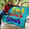 Christmas Premium Quilt | Stink Stank Stunk Grinch Face Minimal Stars Quilt Blanket 11