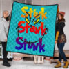 Christmas Premium Quilt | Stink Stank Stunk Grinch Face Minimal Stars Quilt Blanket 1