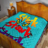 Christmas Premium Quilt | Stink Stank Stunk Grinch Face Minimal Stars Quilt Blanket 19