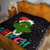 Christmas Premium Quilt | The Grinch Face Wearing Xmas Hat Artwork Quilt Blanket 19