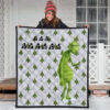 Christmas Premium Quilt | The Grumpy Grinch Drink Coffee Xmas Tree Patterns Quilt Blanket 3