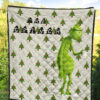 Christmas Premium Quilt | The Grumpy Grinch Drink Coffee Xmas Tree Patterns Quilt Blanket 5