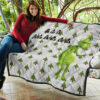 Christmas Premium Quilt | The Grumpy Grinch Drink Coffee Xmas Tree Patterns Quilt Blanket 11