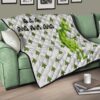 Christmas Premium Quilt | The Grumpy Grinch Drink Coffee Xmas Tree Patterns Quilt Blanket 17