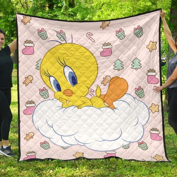 Christmas Premium Quilt | Tweety On The Cloud Sweet Xmas Patterns Quilt Blanket