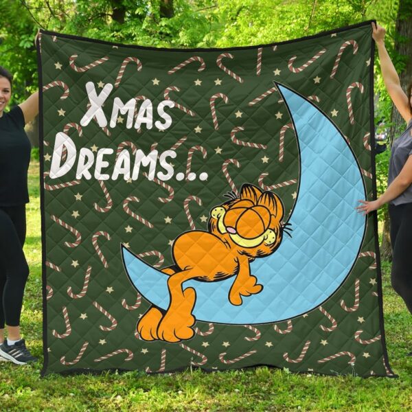 Christmas Premium Quilt | Xmas Dreams Garfield Sleeping On Moon Quilt Blanket