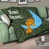 Christmas Premium Quilt | Xmas Dreams Garfield Sleeping On Moon Quilt Blanket 17