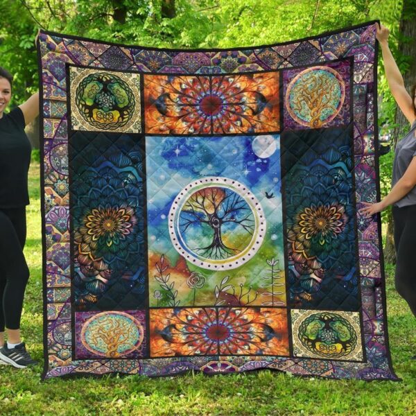 Colorful Tree Of Life Quilt Blanket For Earth Lover