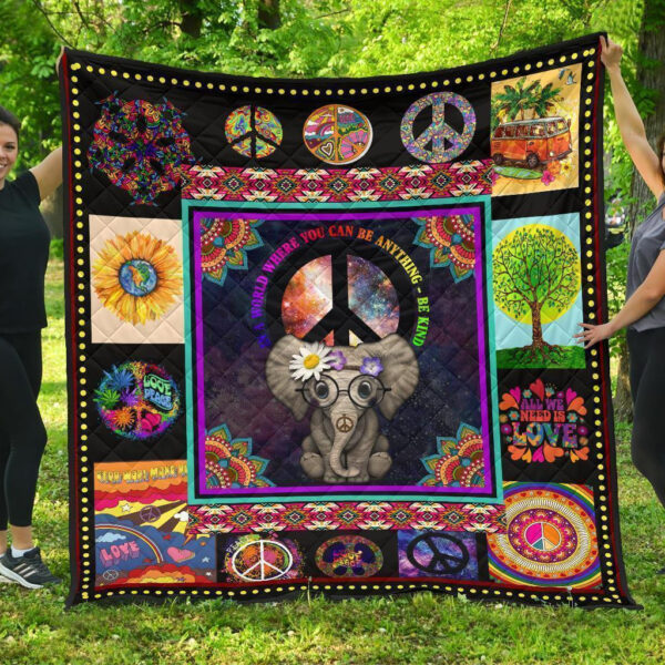 Cute Hippie Elephant Quilt Blanket Funny Gift Idea