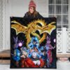 Dragon Ball Anime DB Goku Vs Villains Golden Shenron Dragon Premium Quilt Blanket 3