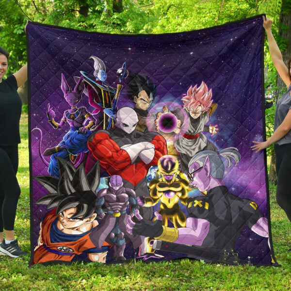 Dragon Ball Anime DB Goku Vs Villains Purple Galaxy Premium Quilt Blanke