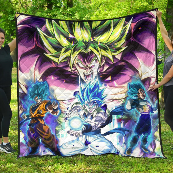 Dragon Ball Anime DB Super Saiyan Broly Goku And Vegeta Power Vapor Premium Quilt Blanket