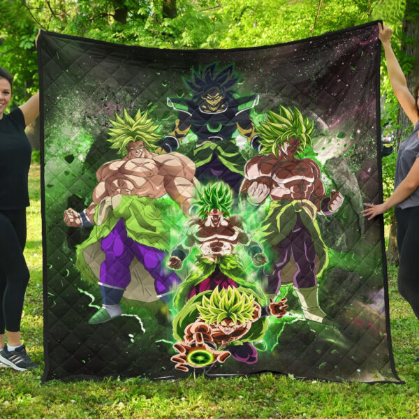 Dragon Ball Anime DB Super Saiyan Broly Moments Green Vapor Galaxy Premium Quilt Blanket