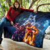 Dragon Ball Anime Premium Quilt - DB Goku Jiren Toppo Power Burst Limit Blue Explosion Quilt Blanket 11