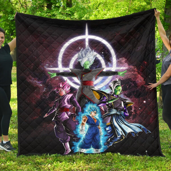 Dragon Ball Anime Premium Quilt – DB Goku Vs Villains Black Goku Fusao Zamasu Quilt Blanket