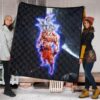 Dragon Ball Anime Premium Quilt - DB Handsome Goku Power Blue Bursting Quilt Blanket 1