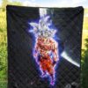 Dragon Ball Anime Premium Quilt - DB Handsome Goku Power Blue Bursting Quilt Blanket 5