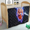 Dragon Ball Anime Premium Quilt - DB Handsome Goku Power Blue Bursting Quilt Blanket 19