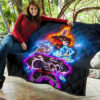 Dragon Ball Anime Premium Quilt - DB Super Saiyan Colorful Power Burst Limit Quilt Blanket 11