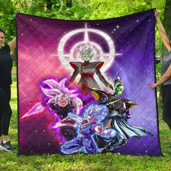 Dragon Ball Anime Premium Quilt – DB Super Saiyan Fighting Burst Limit Red And Blue Quilt Blanket