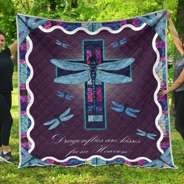 Dragonflies Are Kisses From Heaven Quilt Blanket Dragonfly Lover