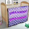 Dreaming Text Sweet Purple Theme Planet Patterns Premium Quilt Blanket 21