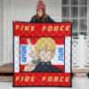 Fire Force Anime Premium Quilt Arthur Boyle Long Hair Fire Minimal Artwork Quilt Blanket 3