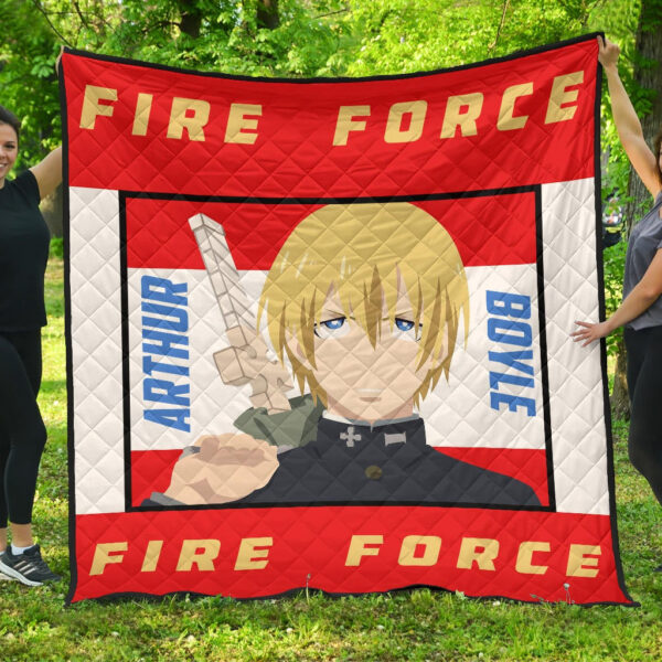 Fire Force Anime Premium Quilt Arthur Boyle Long Hair Fire Minimal Artwork Quilt Blanket