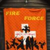 Fire Force Anime Premium Quilt Characters Silhouette Fighting Orange Yellow Text Quilt Blanket 7