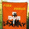 Fire Force Anime Premium Quilt Characters Silhouette Fighting Orange Yellow Text Quilt Blanket 5