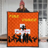 Fire Force Anime Premium Quilt Characters Silhouette Fighting Orange Yellow Text Quilt Blanket 3