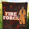 Fire Force Anime Premium Quilt Ogun Montgomery Wearing Orange Uniform Larsen Background Quilt Blanket 5