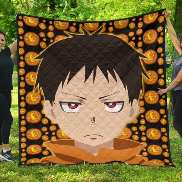 Fire Force Anime Premium Quilt Shinra Kusakabe Red Eye E Letter Fire Patterns Quilt Blanket