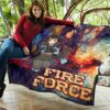 Fire Force Anime Premium Quilt Witch Maki Oze With Cute Baby Fire Artwork Galaxy Quilt Blanket 11