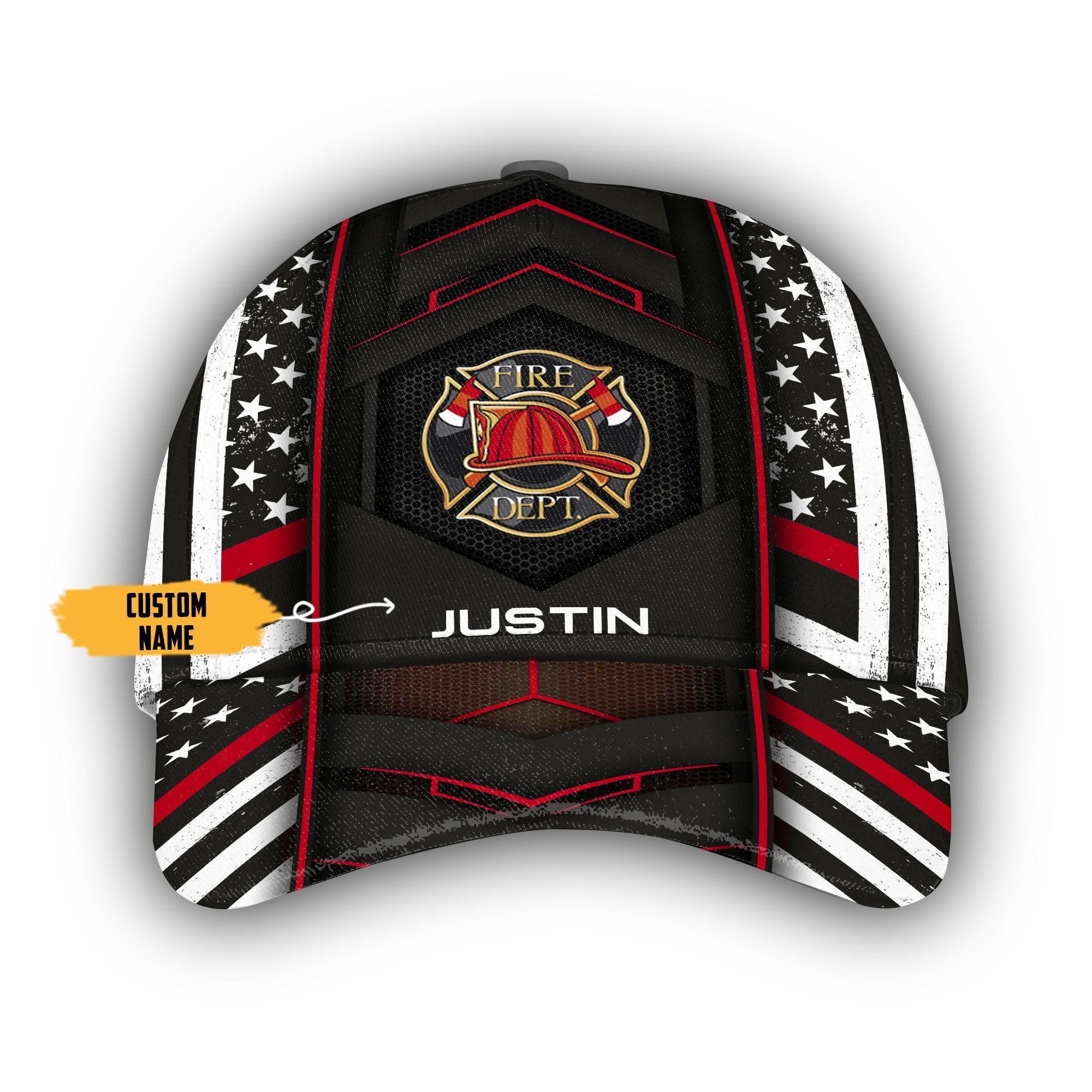 Firefighter Flag Custom Name Cap