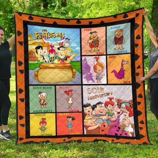 Flintstone 60th Anniversary Quilt Blanket Cartoon Fan Gift