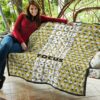 Focus Text In Column Eye Patterns Yellow Premium Quilt Blanket 11