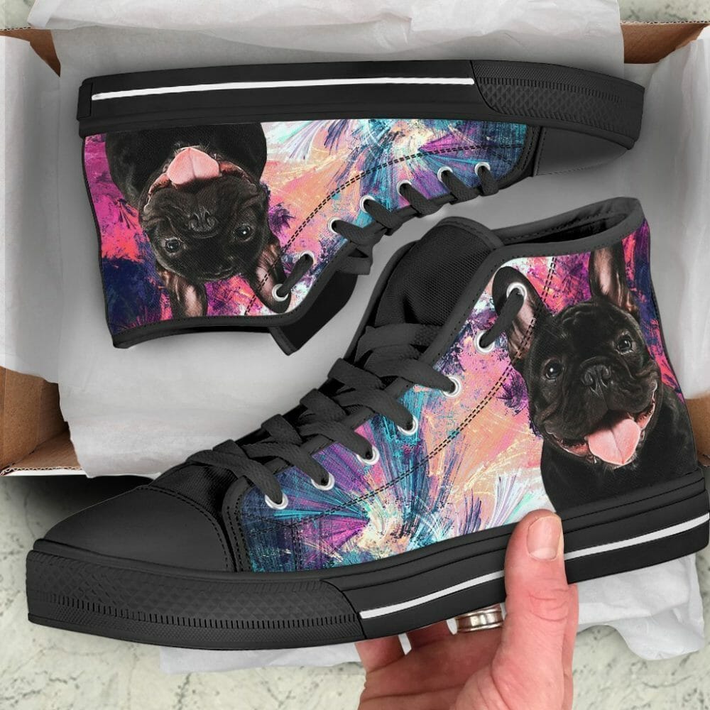 French Bulldog Sneakers Colorful High Top Shoes