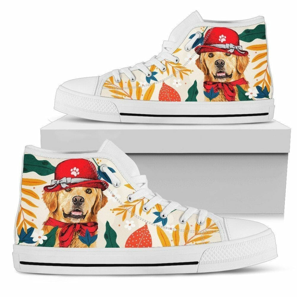 Golden Retriever Dog Sneakers Women High Top Shoes Funny