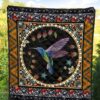 Graphic Art Humming Bird Quilt Blanket Gift Idea 1