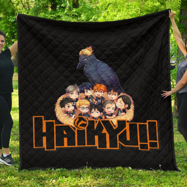 Haikyuu Anime Premium Quilt – Haikyuu Chibi Volleyball Team Members In Raven Nest Quilt Blanket