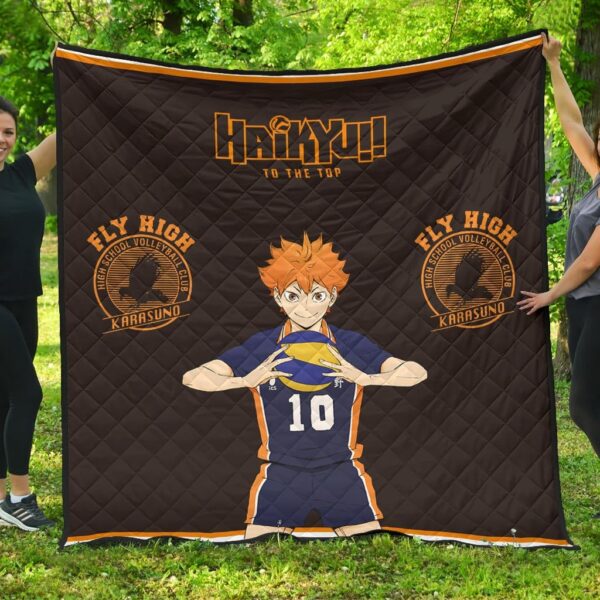 Haikyuu Anime Premium Quilt – Hinata Shoyo Smile Crow Fly High Quilt Blanket