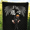 Haikyuu Anime Premium Quilt - Lonely Hinata Shoyo Fly Crow Grey Wings Quilt Blanket 5