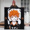 Haikyuu Anime Premium Quilt - Shouyou Hinata 10 High School Raven Black Orange Quilt Blanket 3