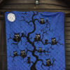 Halloween Premium Quilt | Black Owl On Tree Branch At Night Quilt Blanket 7