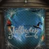 Halloween Premium Quilt | Blue Halloween Night Sky With Spider Web Quilt Blanket 7